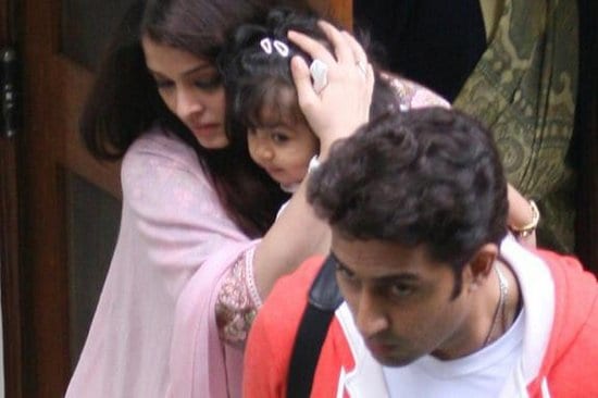 Aaradhya Bachchan, Aishwarya Rai Bachchan and Abhishek Bachchan arrive in Bhopal