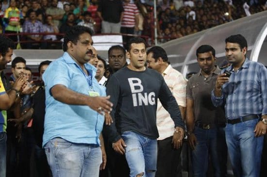 Salman Khan at Kerala Strikers Vs Mumbai Heroes Cricket Match