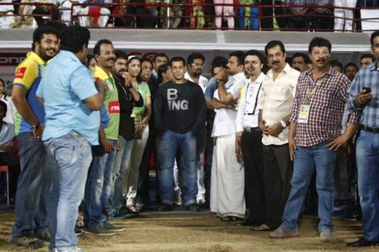 Salman Khan at Kerala Strikers Vs Mumbai Heroes Cricket Match