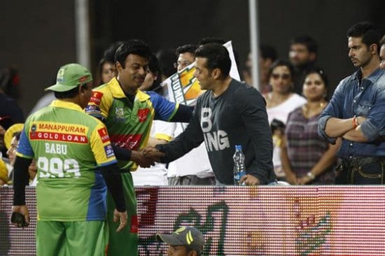 Salman Khan at Kerala Strikers Vs Mumbai Heroes Cricket Match