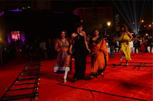 Vidya Balan, Anushka Sharma, Priyanka Chopra, Bipasha Basu & Farah Khan with Amitabh Bachchan at the Stardust Awards