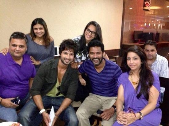 Prabhu Deva, Sonakshi Sinha and Shahid Kapoor on the Sets of Rambo Rajkumar