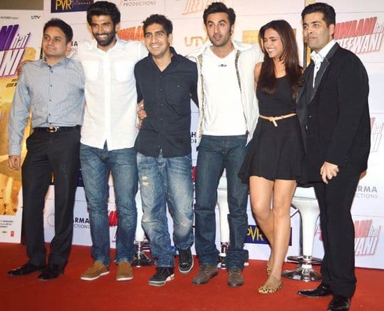 Ranbir Kapoor, Aditya Roy Kapoor, Ayan Mukherjee, Deepika Padukone and Karan Johar at the Trailer Launch of Yeh Jawaani Hai Deewani