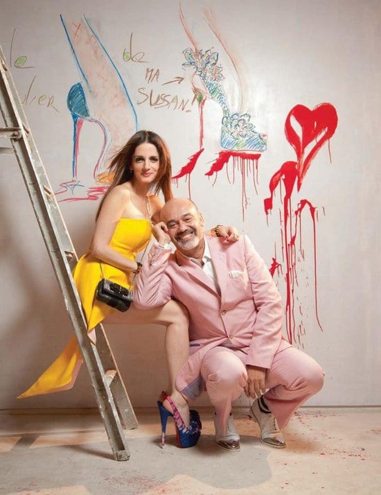 Sussanne Khan Roshan and Christian Louboutin in Harper's Bazaar Magazine