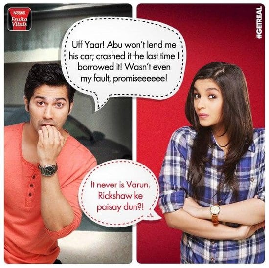 Varun Dhawan and Alia Bhatt in Nestle Fruita Vitals Ads