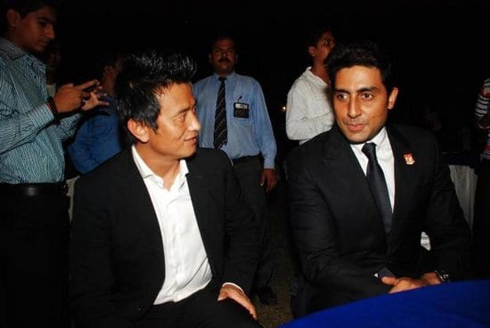 Abhishek Bachchan and Bhaichung Bhutia at the Indian Football Awards 2013