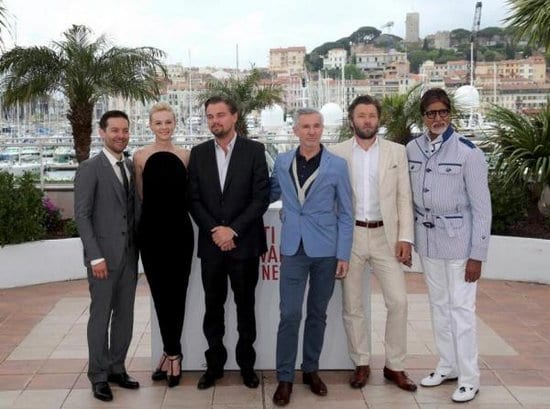 Amitabh Bachchan, Carey Mulligan, Tobey Maguire, Leonardo DiCapri, Elizabeth Debicki, Catherine Martin, Isla Fisher and Joel Egerton at The Great Gatsby Photocall in Cannes