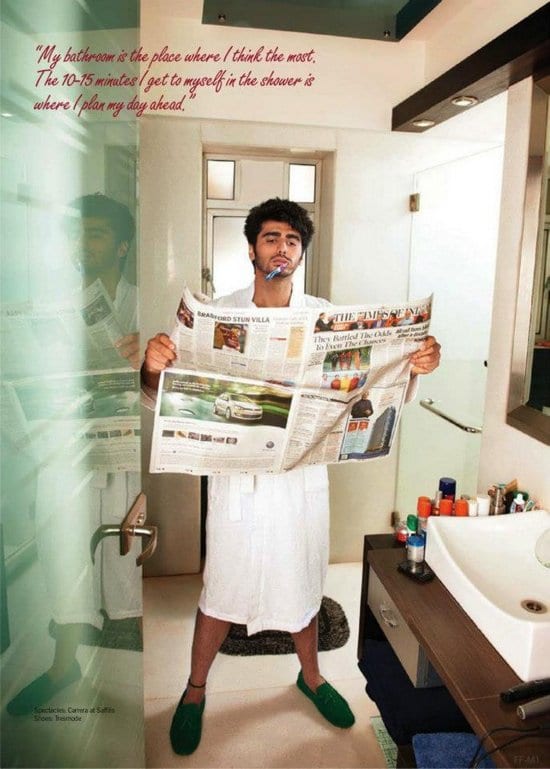 Arjun Kapoor and his Home in Filmfare Magazine