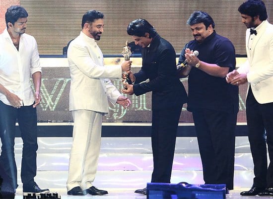 Shah Rukh Khan, Kamal Haasan, Vijay and Prabhu at Vijay Awards 2013