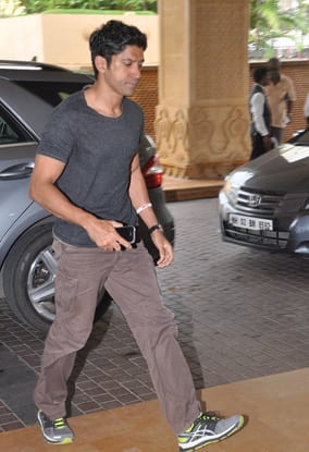 Farhan Akhtar at Priyanka Chopra’s Father’s Prayer Meet