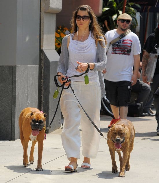 Jessica Biel Spotted with her dogs in NYC