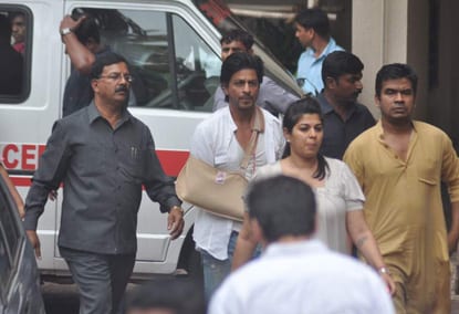 Shah Rukh Khan, Karan Johar, Ranbir Kapoor, Ranveer Singh, Manish Malhotra, Puneet Malhotra and Deepika Padukone at Priyanka Chopra' Father Funeral