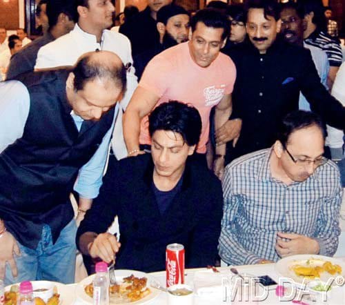 Salman Khan and Shah Rukh Khan at an Iftar Party in Mumbai