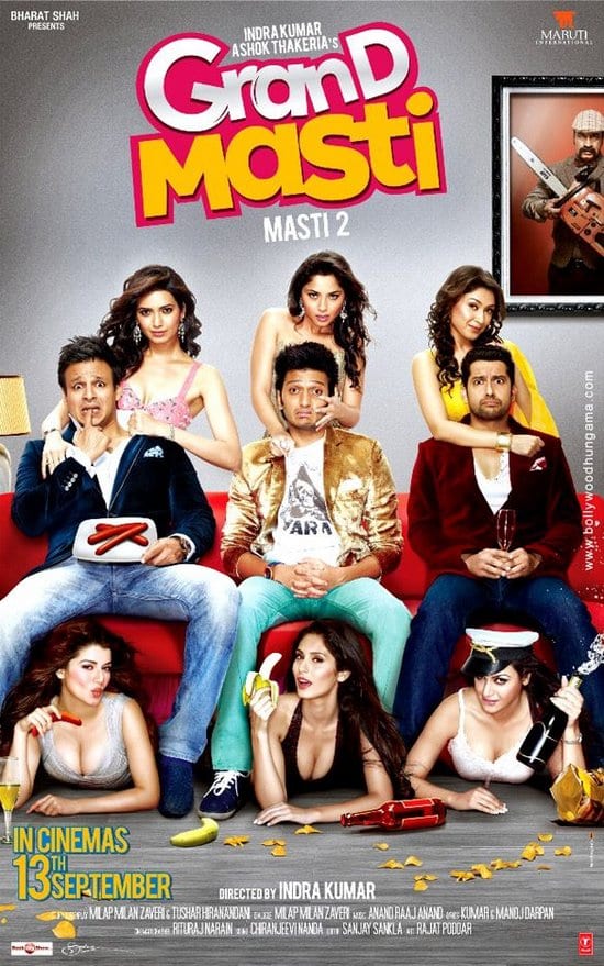 Vivek Oberoi, Aftab Shivdasani, Riteish Deshmukh, Maryam Zakaria, Kainaat Arora, Bruna Abdullah and Manjari Phadnis in Grand Masti aka Masti 2