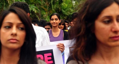 Sonam Kapoor at the Anti-Rape Protest in Mumbai