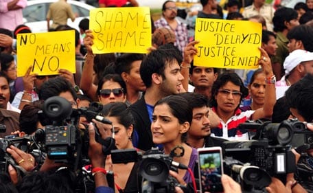 Sonam Kapoor at the Anti-Rape Protest in Mumbai