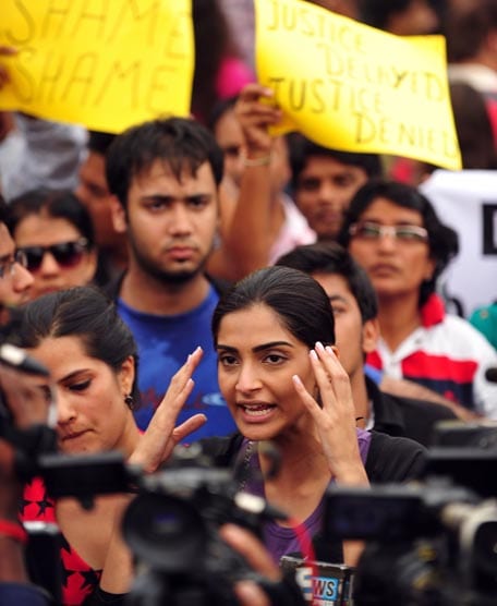 Sonam Kapoor at the Anti-Rape Protest in Mumbai