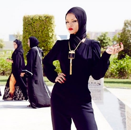 Rihanna at the Sheikh Zayed Grand Mosque in Abu Dhabi