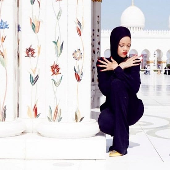 Rihanna at the Sheikh Zayed Grand Mosque in Abu Dhabi