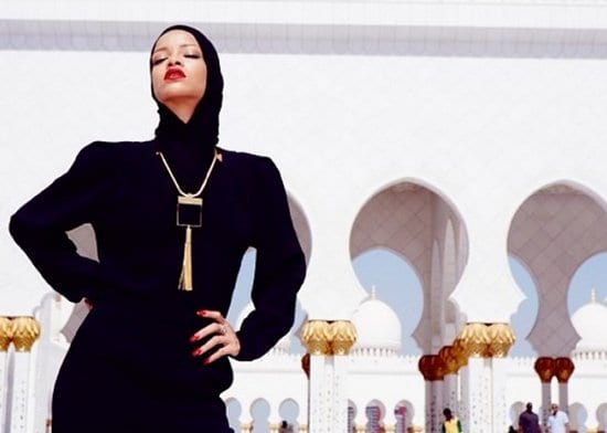 Rihanna at the Sheikh Zayed Grand Mosque in Abu Dhabi