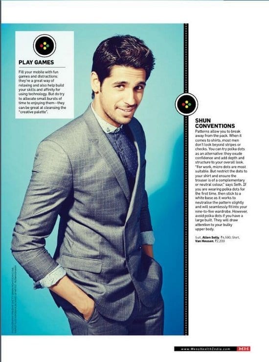 Sidharth Malhotra in Men's Health India Magazine