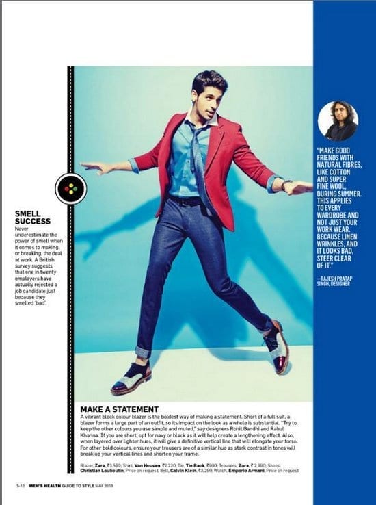 Sidharth Malhotra in Men's Health India Magazine