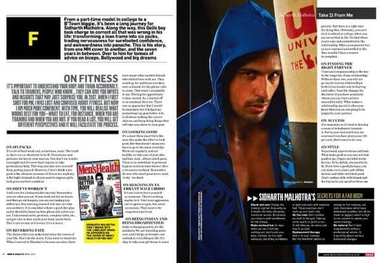 Sidharth Malhotra in Men's Health India Magazine