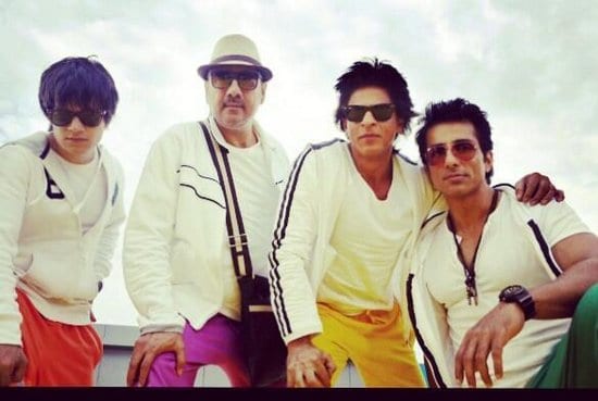 Deepika Padukone, Shah Rukh Khan, Sonu Sood, Boman Irani and Vivaan Shah on the sets of Happy New Year