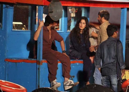 Saif Ali Khan and Katrina Kaif on the sets of Phantom