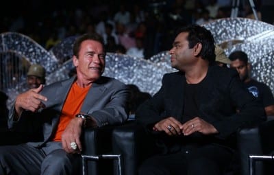 Vikram, Shankar, AR Rahman, Arnold Schwarzenegger and Rajnikanth at the I Music Launch