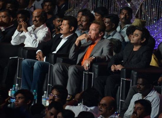 Vikram, Shankar, AR Rahman, Arnold Schwarzenegger and Rajnikanth at the I Music Launch