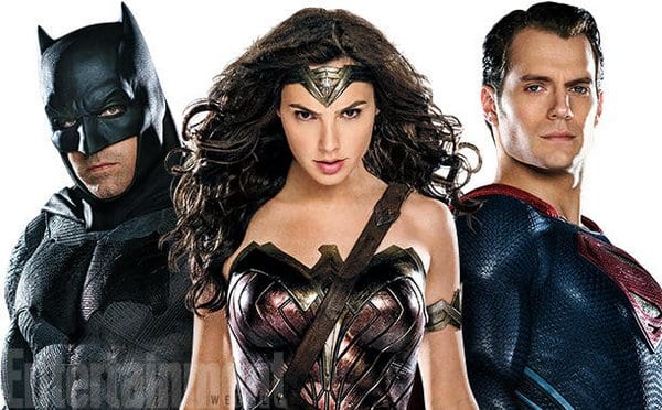 Ben Affleck as Batman, Henry Cavill as Superman and Gal Gadot as Wonder Woman on Entertainment Weekly Magazine