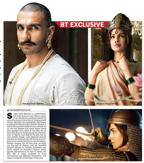 Ranveer Singh, Deepika Padukone and Priyanka Chopra in Bajirao Mastani