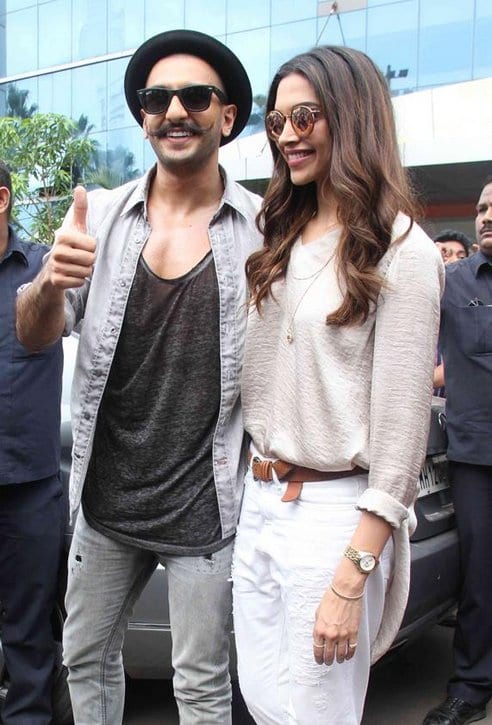 Ranveer Singh and Deepika Padukone at Bhalewadi Stadium in Pune