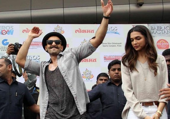 Ranveer Singh and Deepika Padukone at Bhalewadi Stadium in Pune