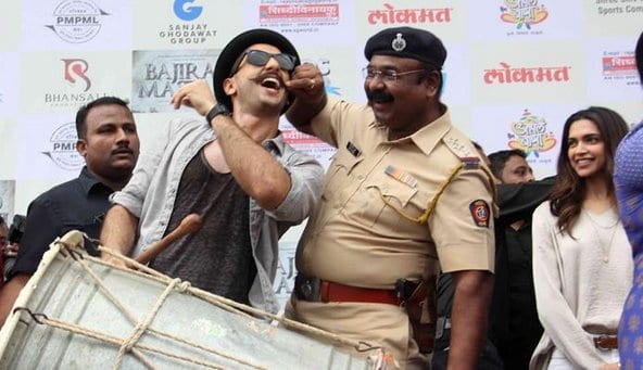 Ranveer Singh and Deepika Padukone at Bhalewadi Stadium in Pune