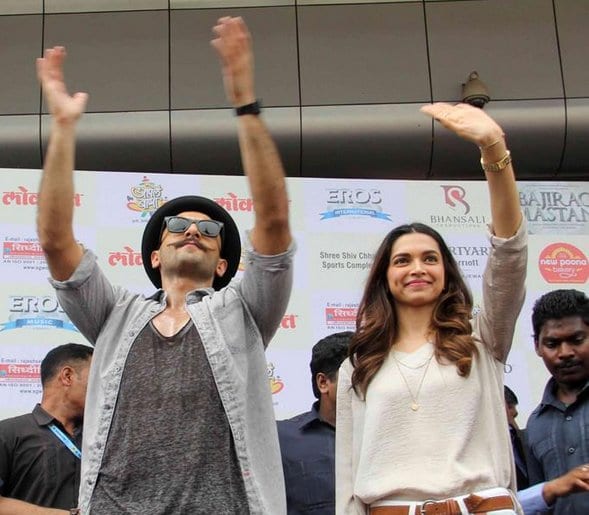 Ranveer Singh and Deepika Padukone at Bhalewadi Stadium in Pune