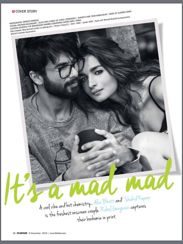 Shahid Kapoor and Alia Bhatt on Filmfare Magazine