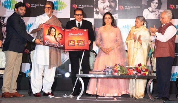 Amitabh Bachchan, Jaya Bachchan, Dharmendra and Hema Malini at the Launch of a Music Album