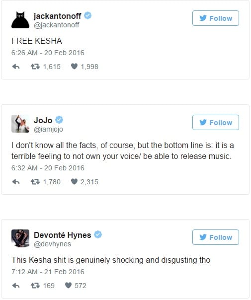 Lady Gaga, Ariana Grande, Miley Cyrus and Other Celebrities Support Kesha on Twitter