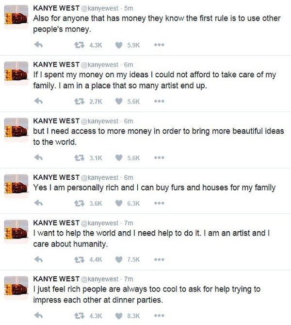 Mark Zuckerberg invest 1 billion dollars into Kanye West ideas.