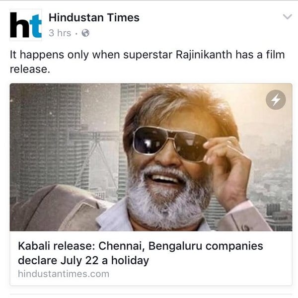 Rajinikanth Makes Kabali Release a Holiday for his Fans