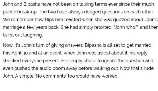 John Abraham refuses to wish Bipasha Basu