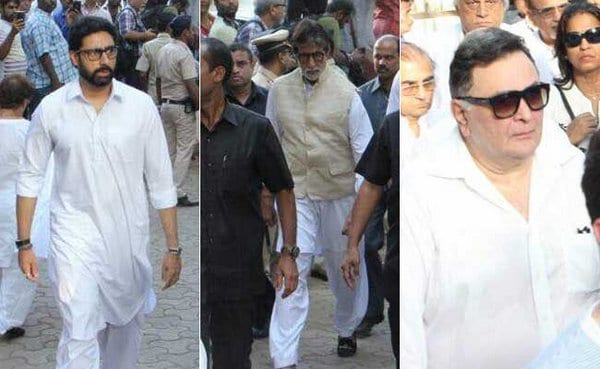 Bollywood Celebrities attend the Funeral of Vinod Khanna